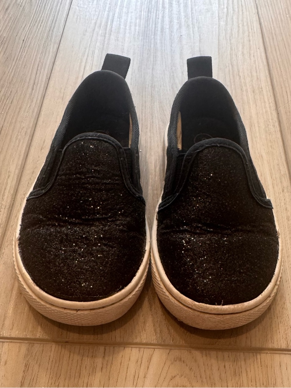 Black Glitter Slip-On Kids Shoes